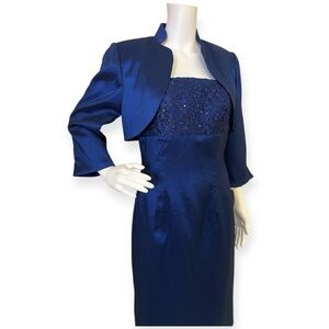 Elegant Sean Couture Beaded Spaghetti Strap Bolero Jacket with Dress